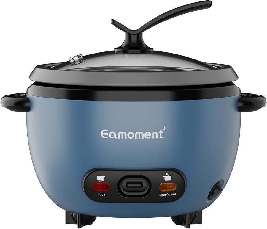 SnelShoppen Rijstkoker 1L met Stoomschotel 400W Antiaanbaklaag voor 1-5 Personen Blauw Ideaal voor Keuken Feest & Camping