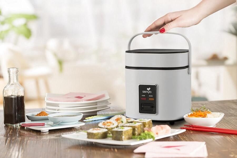 SnelShoppen Rijstkoker 2L Stoomkoker met Warmhoudfunctie Automatische Uitschakeling Snelkookpan Wit 400W Perfect voor Keuken Feest en Gezin