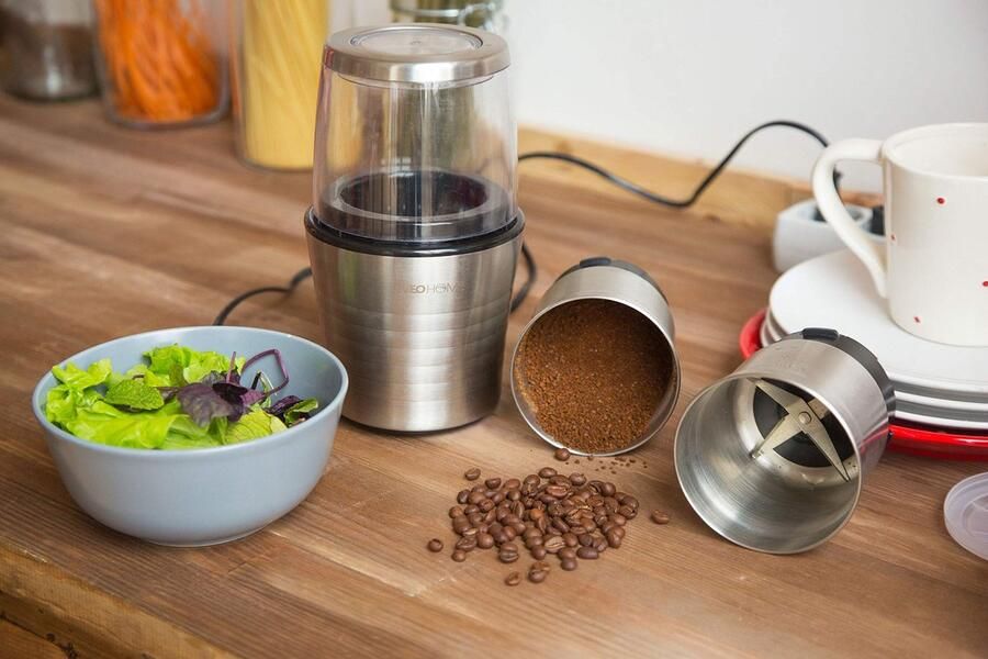 SnelShoppen Roestvrijstalen koffiemolen en blender voor koffiebonen lijnzaad specerijen en kruiden Perfect voor keuken camping en feest Comp