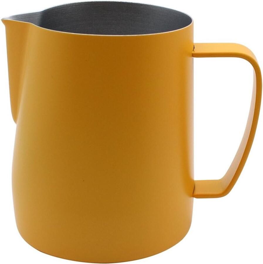 SnelShoppen Roestvrijstalen Melkopschuimer Mok 350 ml Geschikt voor Koffie Latte en Melkschuim Wit Geel Perfect voor Keuken en Koffiebar