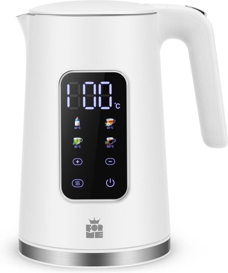 SnelShoppen Roestvrijstalen Waterkoker 1 7 L met Temperatuurkeuze 40-100°C LED Digitale Temperatuurweergave 7 Kleuren LED Verlichting Warmhoudfun