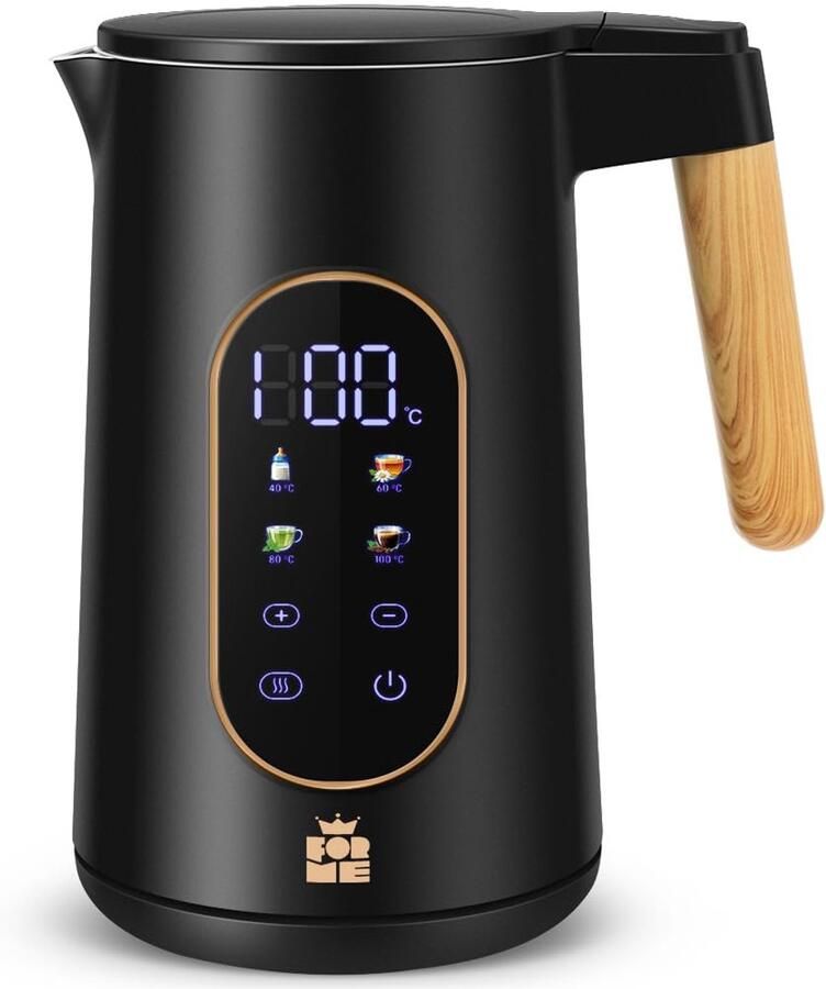 SnelShoppen Roestvrijstalen Waterkoker 1 7 L met Temperatuurkeuze 40-100°C LED Digitale Temperatuurweergave 7 Kleuren LED Verlichting Warmhoudfun
