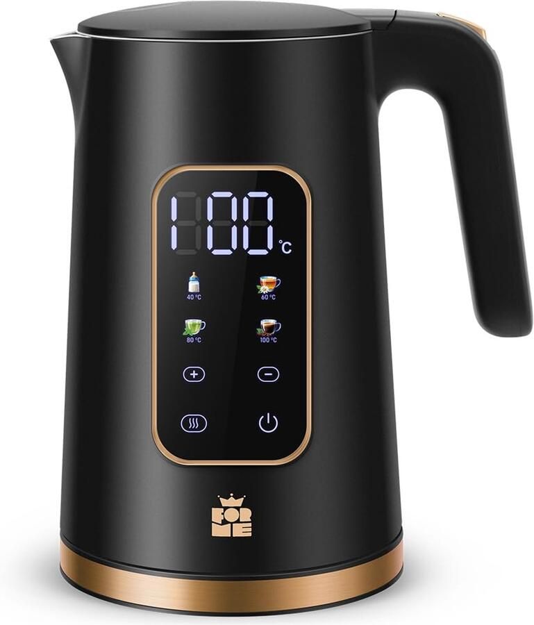 SnelShoppen Roestvrijstalen Waterkoker 1 7 L met Temperatuurkeuze 40-100°C LED Digitale Temperatuurweergave 7 Kleuren LED Verlichting Theepot met