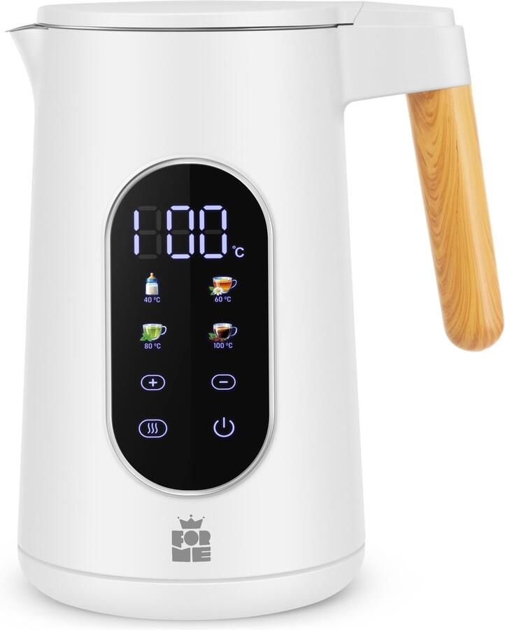 SnelShoppen Roestvrijstalen Waterkoker 1 7 L met Temperatuurkeuze 40-100°C LED Digitale Temperatuurweergave 7 Kleuren LED Verlichting Warmhoudfun