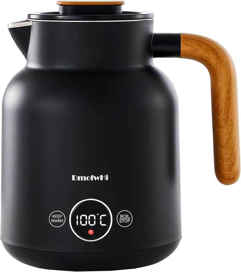 SnelShoppen Roestvrijstalen Waterkoker met Temperatuurregeling 1 0 l 1000 W Theeketel met Temperatuurindicator Dubbele Wand BPA-vrij Automat