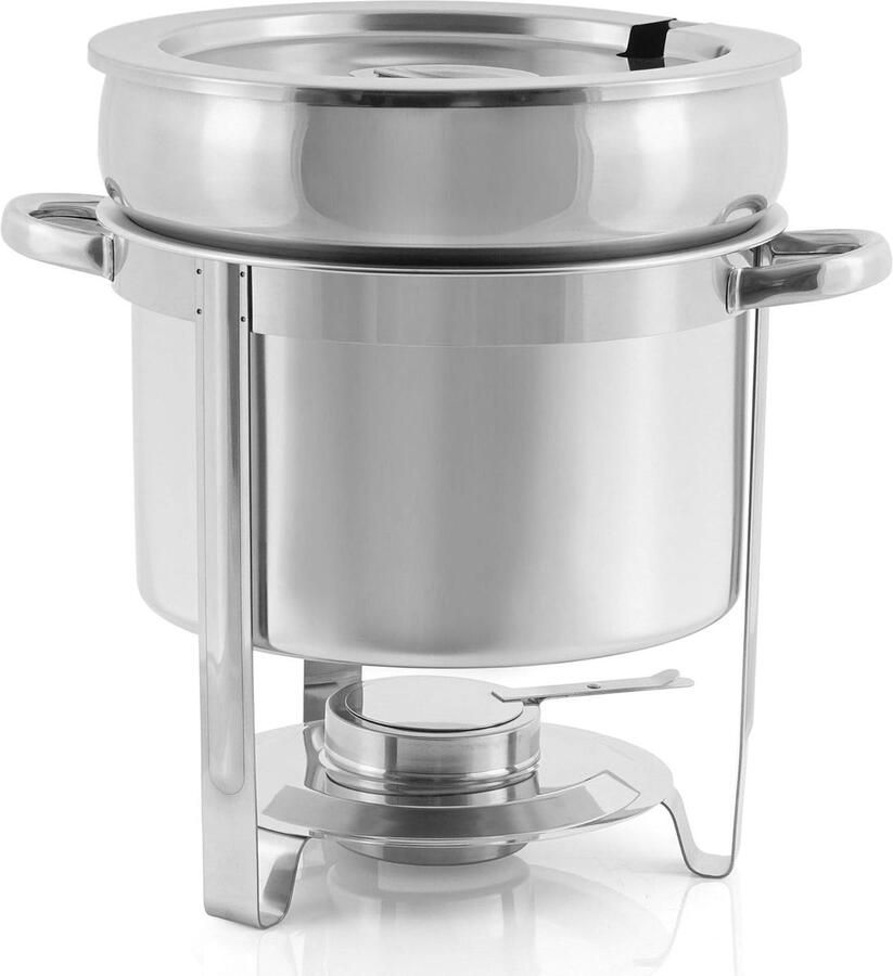 SnelShoppen Ronde Chafing Dish 10 Liter RVS Voedselwarmhouder Soepwarmer Bain Marie Ideaal voor Buffet Catering en Feesten