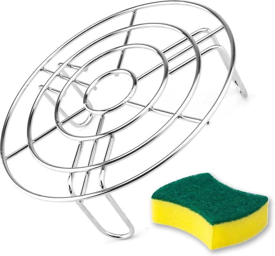 SnelShoppen Ronde Kook- en Koelrek Stoomrek 304 RVS Air Fryer Cake Houder Rack voor Koken Koelen en Bakken Past in Steamer 7.68x2.17 inch