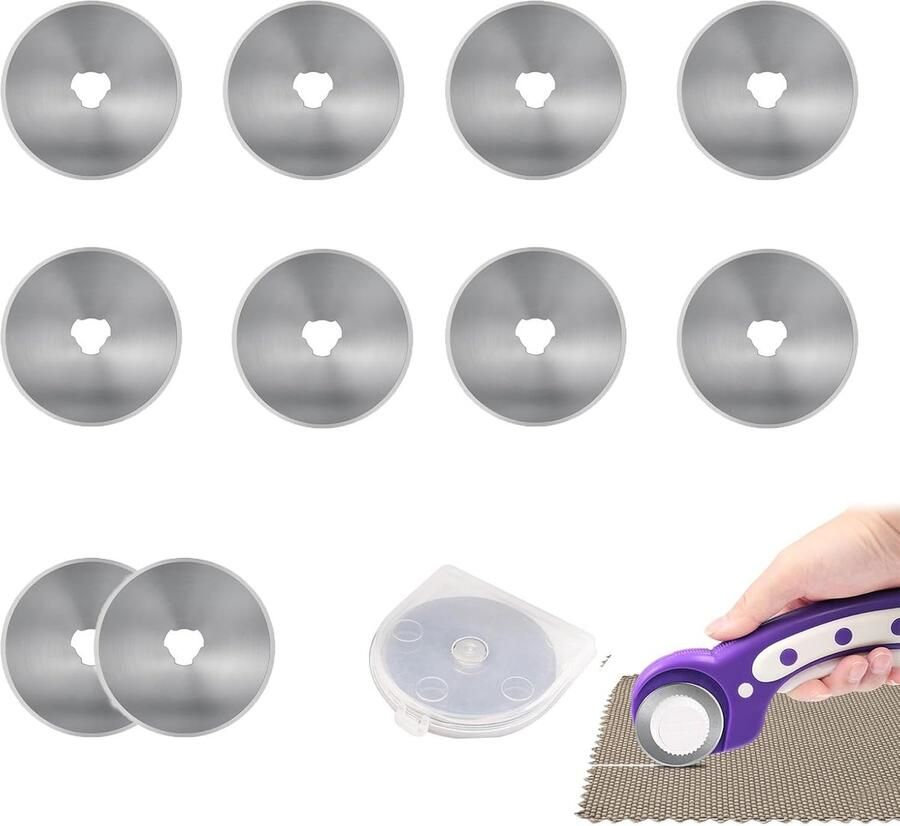SnelShoppen Ronde Snijmes Cutter 45mm 10 Vervangende Bladen voor Rolmes Duurzaam en Handig Snijgereedschap voor Papier Stof Leer Vezels en Tapi