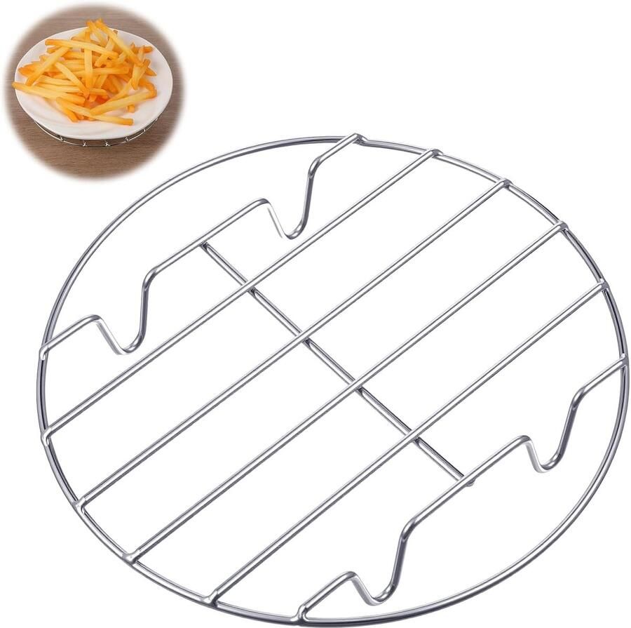 SnelShoppen Ronde Stoomrek 7 Inch RVS Stoomhouder voor Stoomkoker Airfryer Koken Afkoelen Bakken en Roosteren
