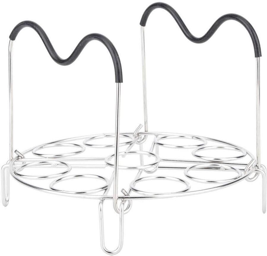 SnelShoppen Ronde Stoomrek RVS Eieren Stomer Rack met Handvat Professionele Bak- en Afkoelrek Keukenaccessoire voor 9 Eieren