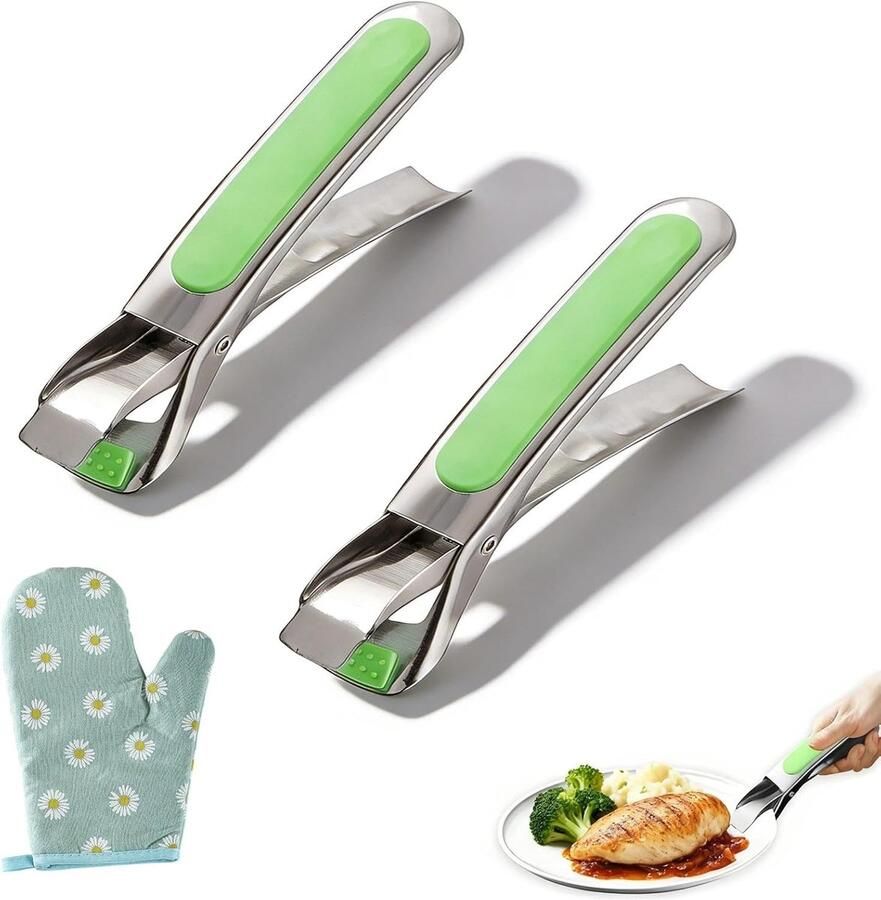 SnelShoppen RVS Airfryer Oven Tangenset met Anti-Brand Silicone Tangen en Beschermende Handschoen 2 Stuks Ideaal voor Keuken Oven en Airfryer