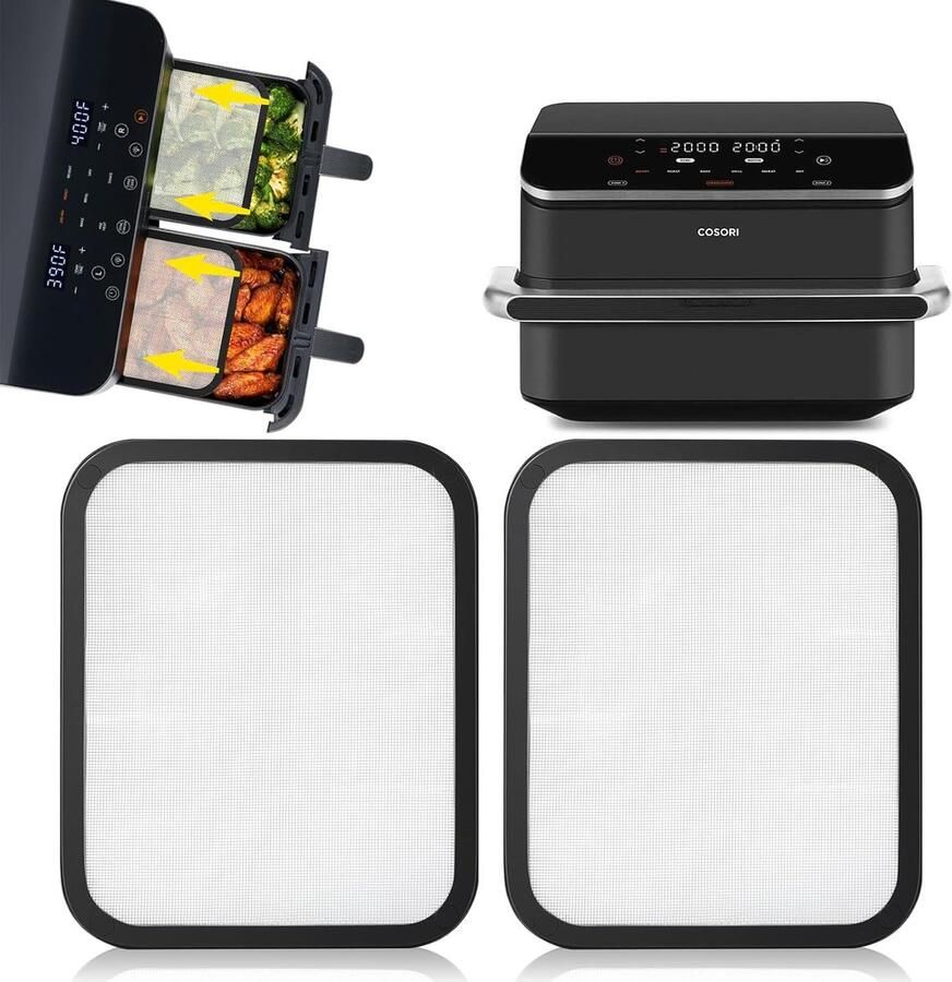 SnelShoppen RVS Spatdeksel Accessoires voor Airfryer 8.5L 10L Fijnmazig Vet Spatdeksel voor Cosori Airfryer met Siliconen Buitenkant Keuken Acce