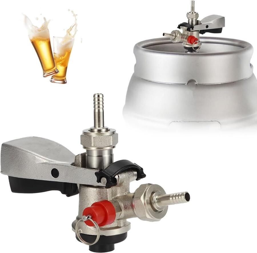 SnelShoppen S-Type Vatenkoppeling G5 8 RVS Bier Tap Dispenser met Veiligheidsdrukontlasting Perfect voor Thuisbrouwsystemen en Feesten