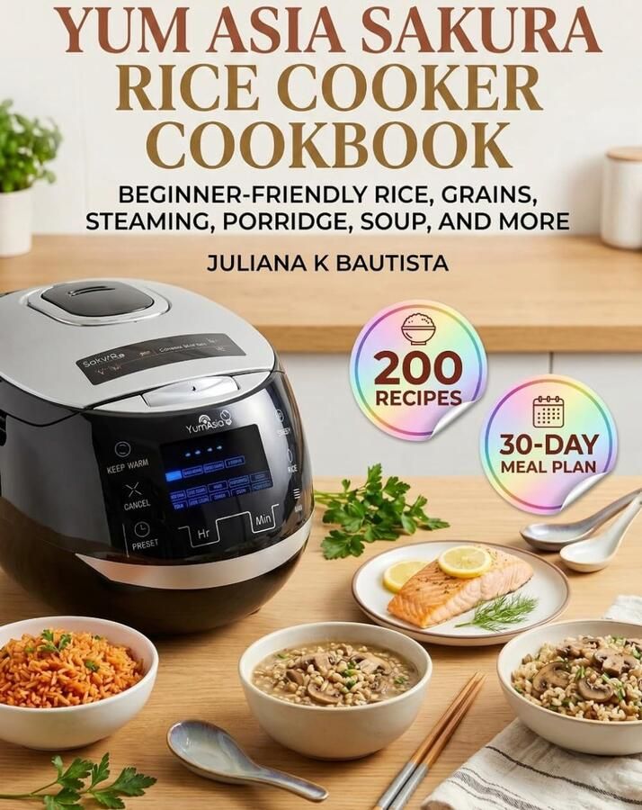SnelShoppen Sakura Rice Cooker Kookboek voor Beginners Rijst Granen Stomen Pap Soep en Meer Ideaal voor Keuken en Feestjes