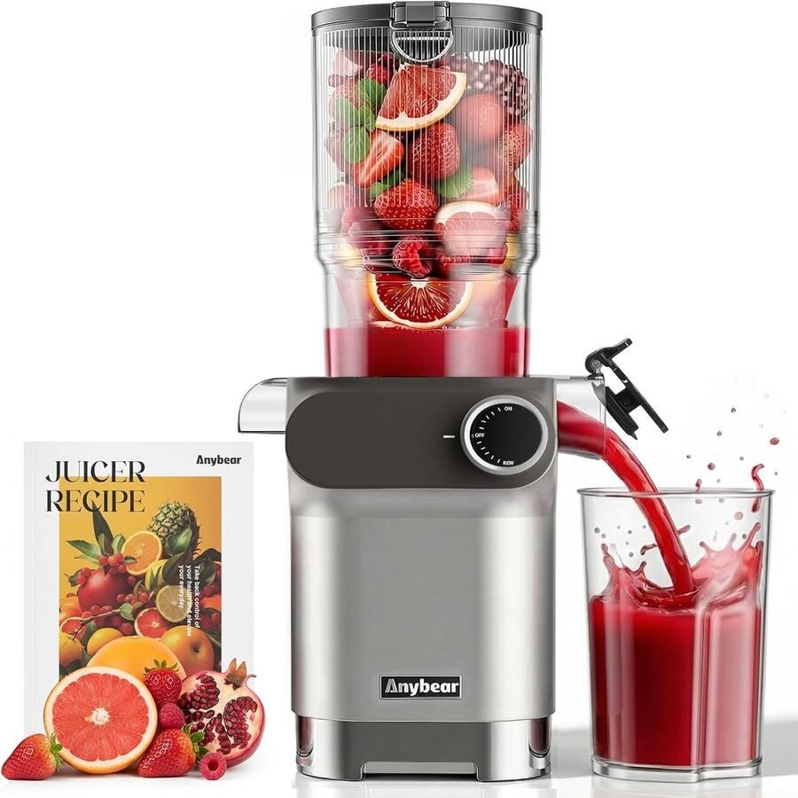 SnelShoppen Sapcentrifuge 200W Slow Juicer Koude Sapcentrifuge met 110 mm Vulopening voor Hele Fruit en Groenten BPA-vrij Tritan Materiaal Incl