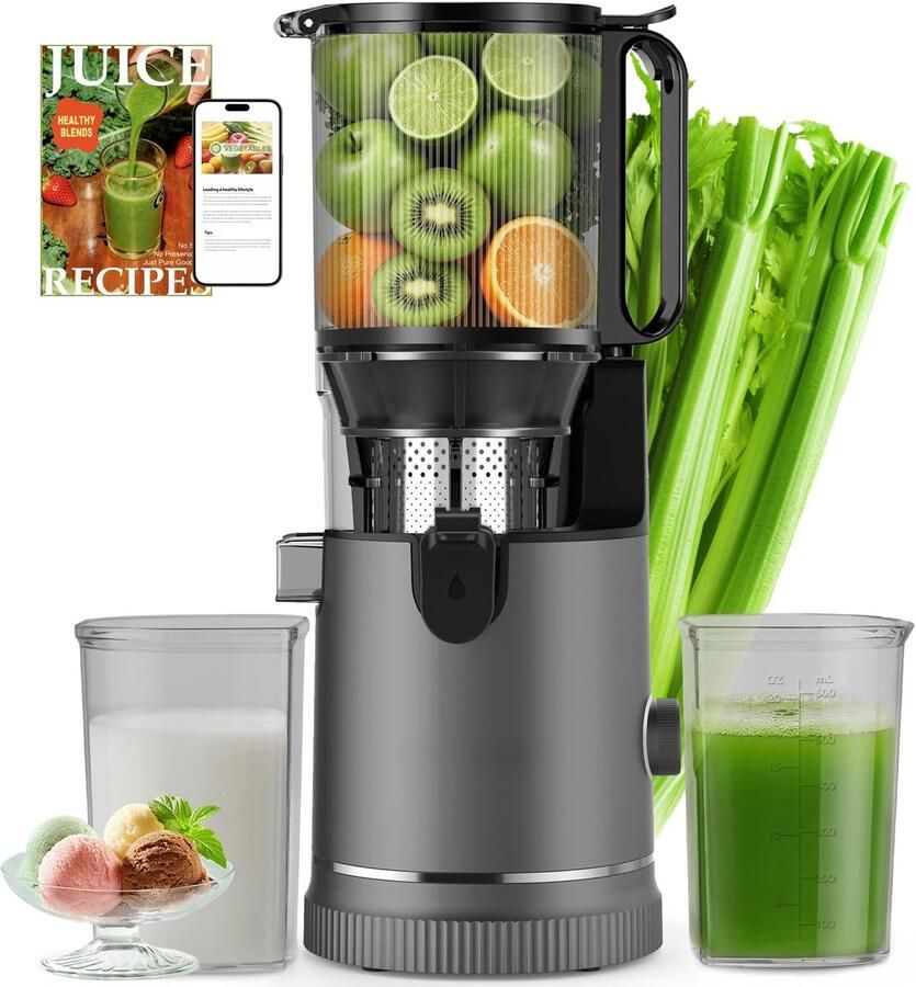 SnelShoppen Sapcentrifuge Slow Juicer 400 W met 152 mm Extra Grote Vulschacht voor Hele Vruchten en Groenten Hoge Sapopbrengst 3-in-1 Zeef (Sap S