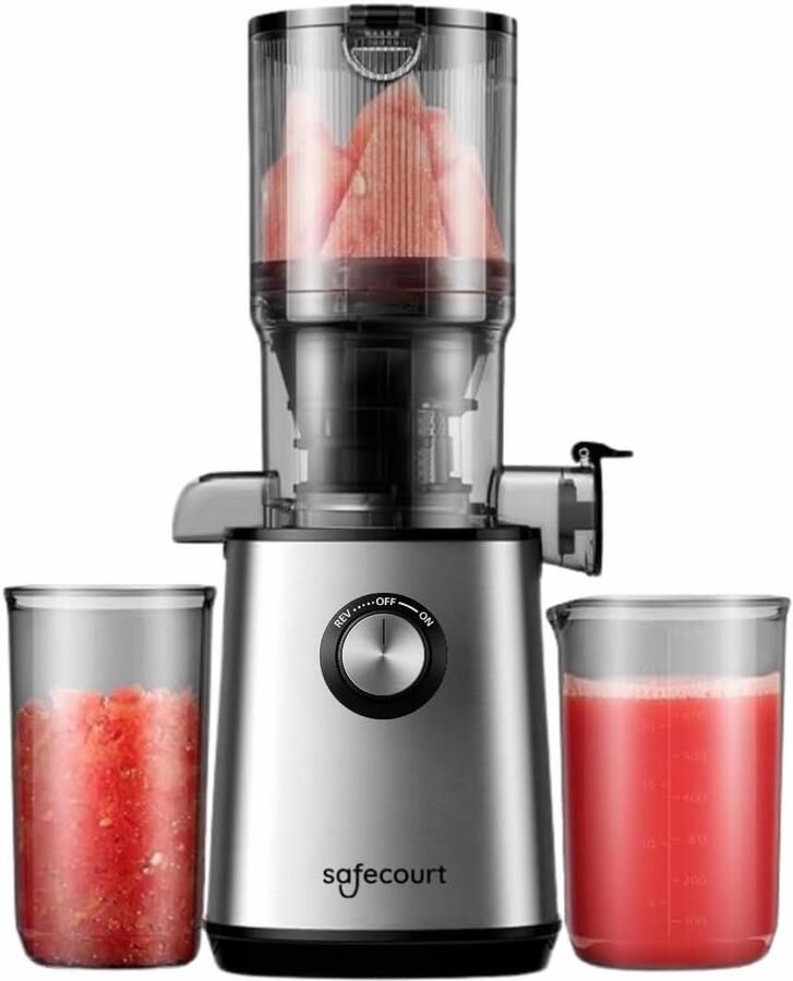 SnelShoppen Sapcentrifuge Slowjuicer voor Groenten & Fruit XXL Vulopening Krachtige Motor Gezonde Sappen Maken in de Keuken