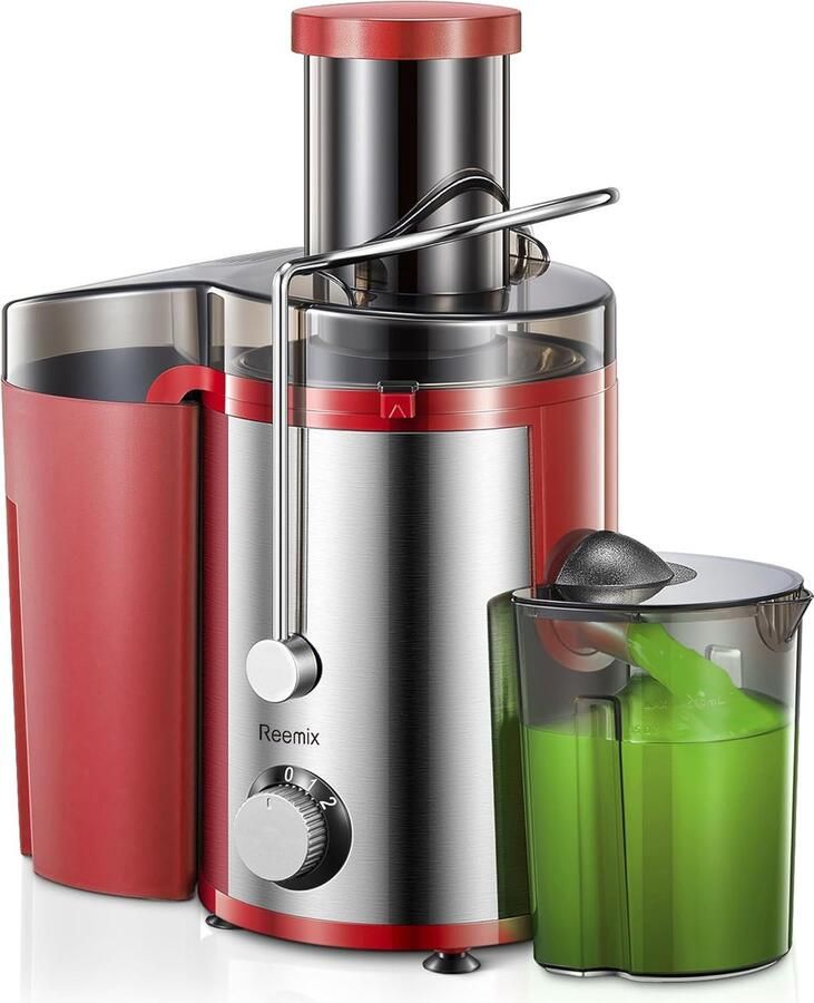 SnelShoppen Sapcentrifuge voor Groenten en Fruit 800W 72 mm Vulopening BPA-vrij Rood Makkelijk te Reinigen Ideaal voor Keuken en Gezonde Snack