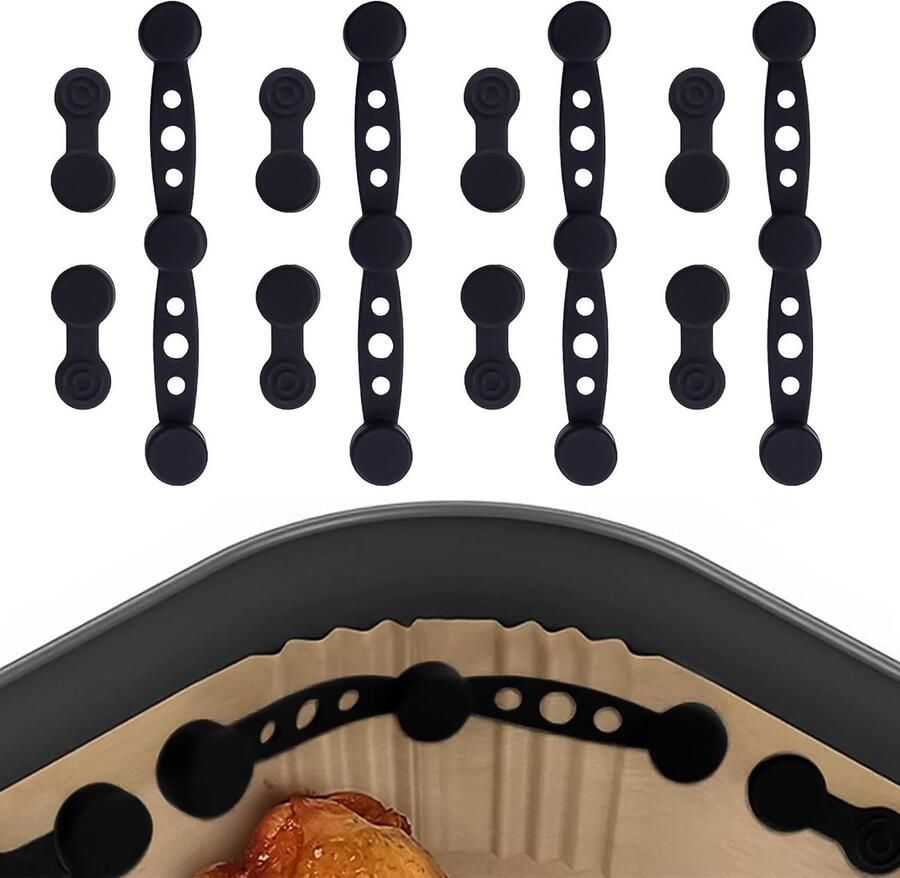 SnelShoppen Set van 12 Air Fryer Magneten Magnetische Siliconen Klemmen voor Bakpapier Keukenaccessoires met Lange en Korte Clips Geschikt voor I