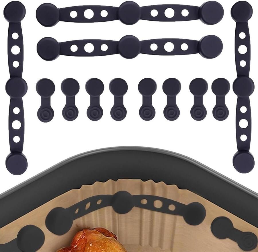 SnelShoppen Set van 12 Silicone Magnetische Sluitingen voor Airfryers Zwarte Magnetische Sluitbuckle Silicone Sluiting voor Koken en Bakken in de