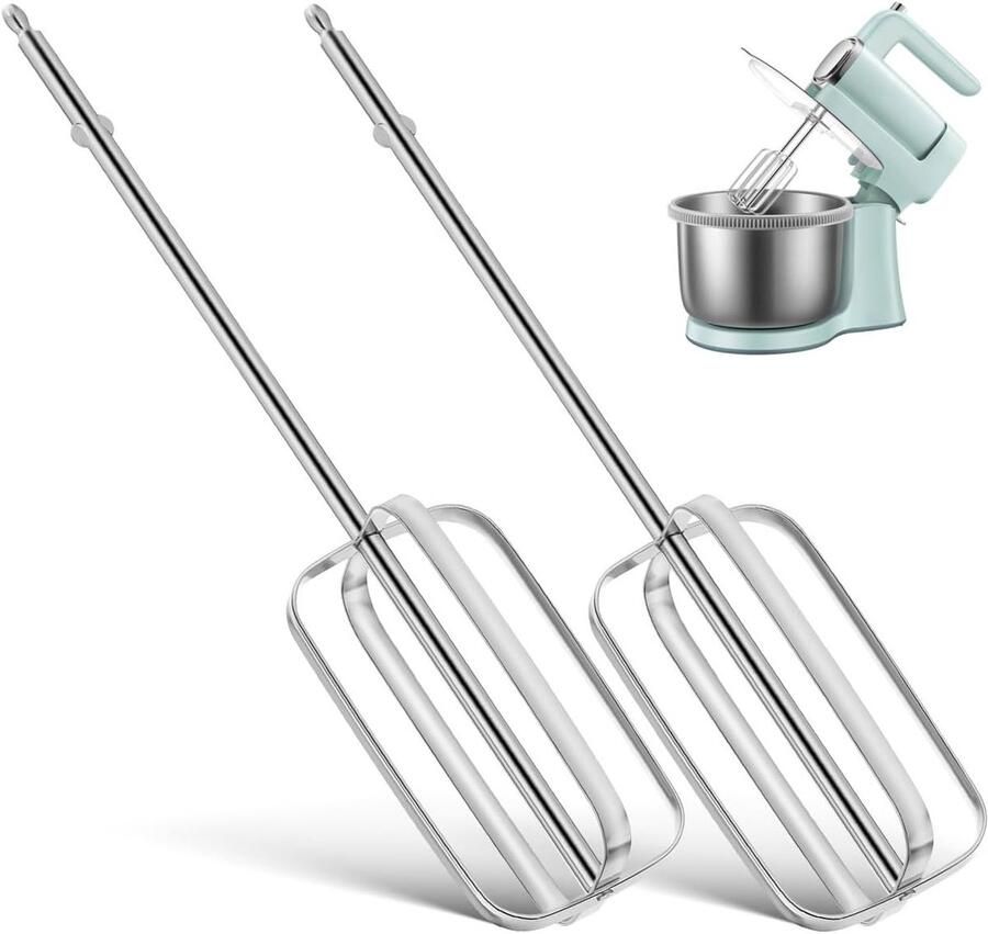 SnelShoppen Set van 2 handmixer-bezems reserve-eiergarde van roestvrij staal universele opzetstukken voor keuken en deegkneedgereedschap perfect