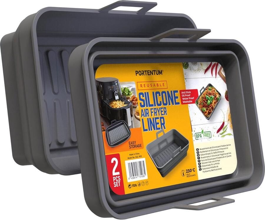 SnelShoppen Set van 2 Silicone Liners voor Airfryer Piegare en Herbruikbare Bakplaten LFGB Gecertificeerd en BPA Vrij Perfect voor Dubbele Man