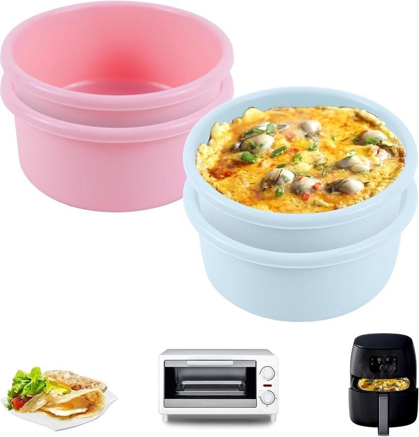 SnelShoppen Set van 4 Herbruikbare Siliconen Eieren Cups voor Airfryer BPA Vrij Oven- en Vaatwasserbestendig Ideaal voor Maaltijdvoorbereiding en
