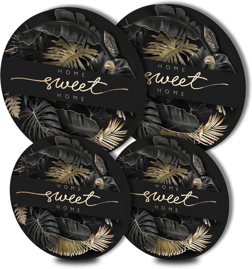 SnelShoppen Set van 4 Hob Covers voor Elektrische Kookplaten met Home Sweet Home Patroon Roestvrijstalen Bescherming voor Gasfornuis Keukenacces