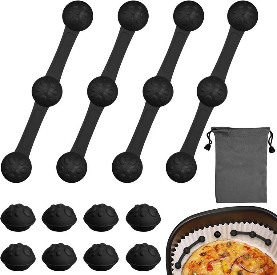 SnelShoppen Set van 4 Magnetische Silicone Bevestigingsgespen voor Airfryer Hoogwaardige Magneten Ideaal voor Keuken Koken Bakken Keukenaccesso