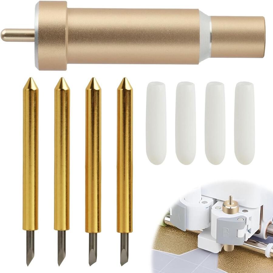 SnelShoppen Set van 4 Premium Snijbladen Gouden Behuizing Geschikt voor Maker 3 Air 3 Air 2 Air One Explore 3 – Carbide Stalen Bladen voor Di