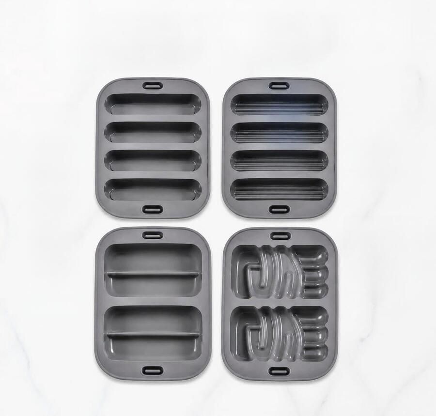 SnelShoppen Set van 4 Siliconen Vormen voor Airfryer en Oven BPA-vrij Vaatwasserbestendig 20 x 14 5 cm Ideaal voor Snacks Broodjes Brownies