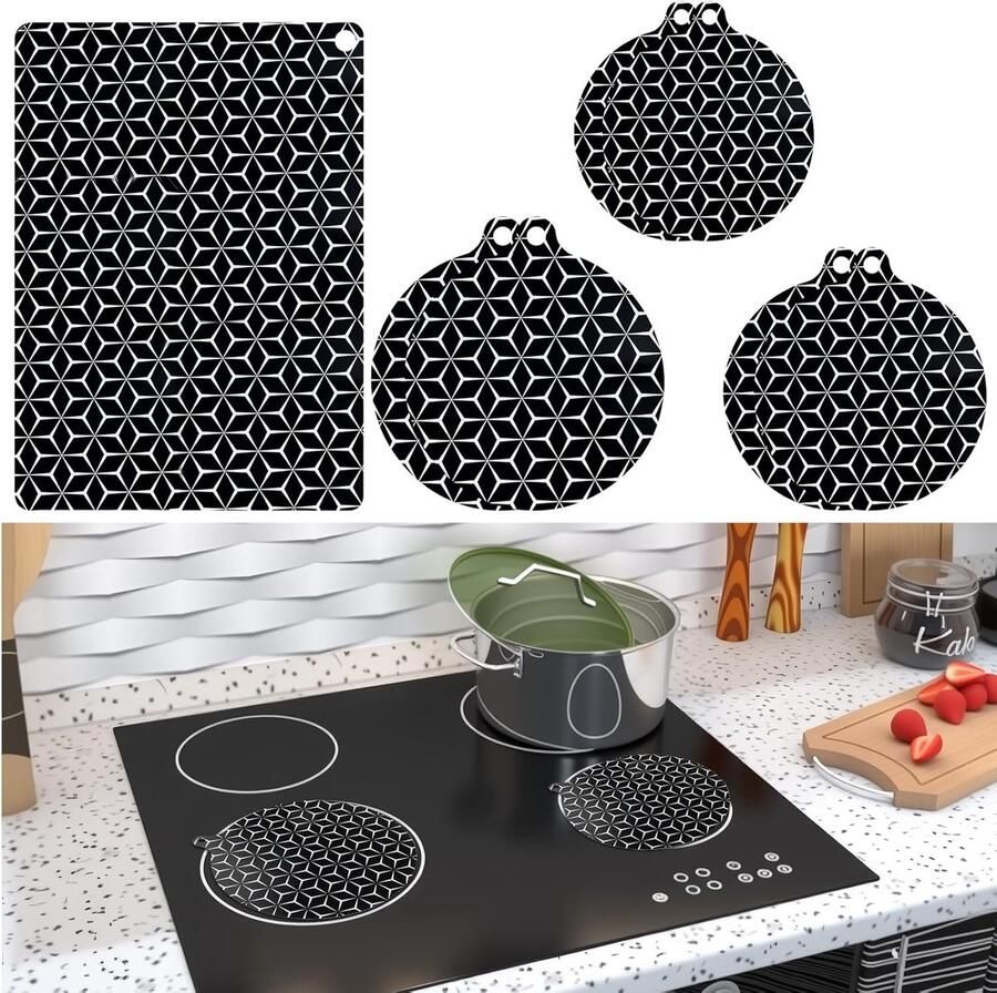 SnelShoppen Set van 7 Hittebestendige Inductiekookplaat Beschermmatten Silicone Kookplaat Covers Antislip Inductiekookplaat Mat voor Keuken Diver