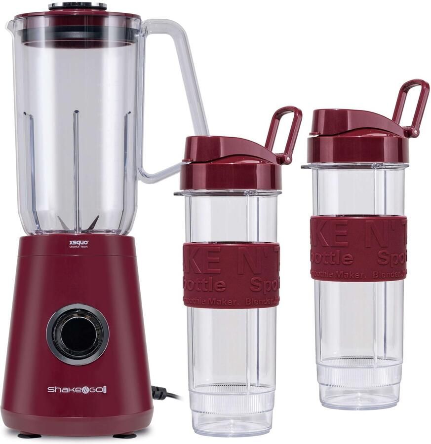 SnelShoppen Shake & G 3-in-1 persoonlijke blender 500 W met 2 shakerflessen 570 ml antislip bodem 4 roestvrijstalen messen vaatwasmachinebestendi