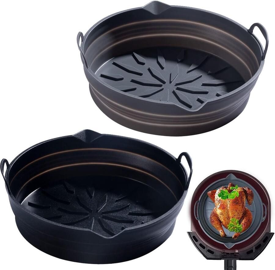 SnelShoppen Silicone Air Fryer Liners 2Pcs 7.9 Inch Herbruikbare Silicone Pan voor Air Fryer Hoge Temperatuur Bestendig Ideaal voor Bakken Keuken