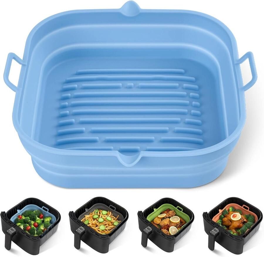 SnelShoppen Silicone Air Fryer Liners Vierkant Herbruikbare Airfryer Silicone Bakvorm Makkelijk Schoonmaken Air Fryer Accessoires voor 5.8 tot 8