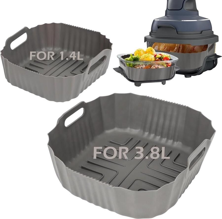 SnelShoppen Silicone Air Fryer Liners voor Ninja Crispy Air Fryer 2 Stuks Perfecte Pasvorm voor 3.8L en 1.4L Verhoog de Krokante Textuur Keu