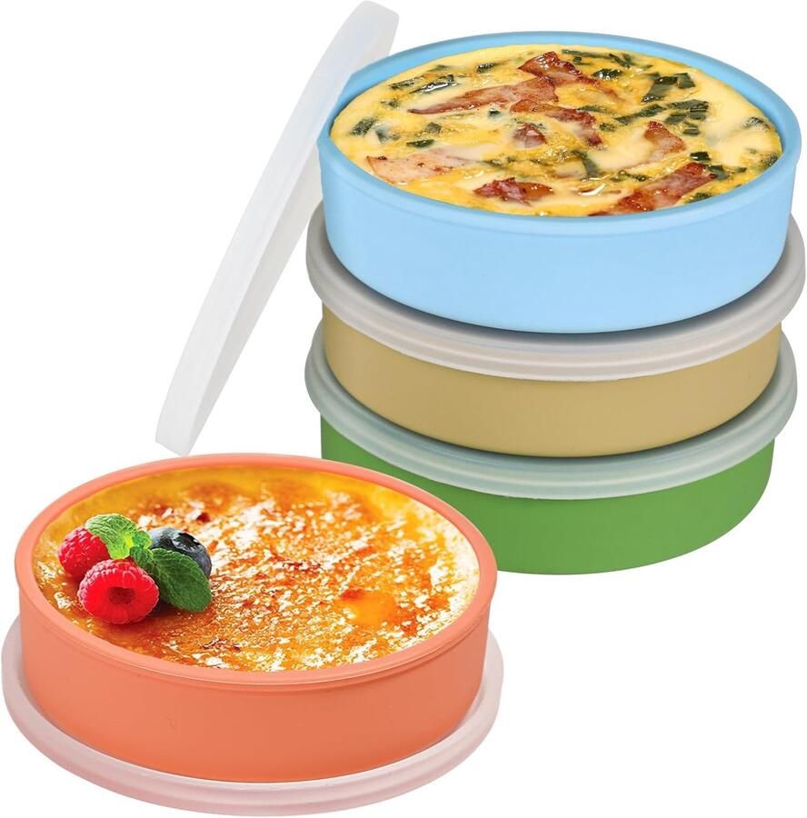 SnelShoppen Silicone Eiervormen voor Airfryer en Oven 10 cm 4 Stuks Multifunctionele Bakvormen voor Omeletten Crème Brûlée Soufflés en Meer Id