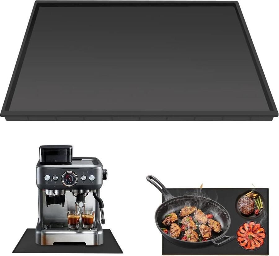 SnelShoppen Silicone Mat Onder Koffiezetapparaat Zwart 48x30 cm Voor Volautomatische Koffiemachines Barista Accessoires Keuken Vlekvrije Onder