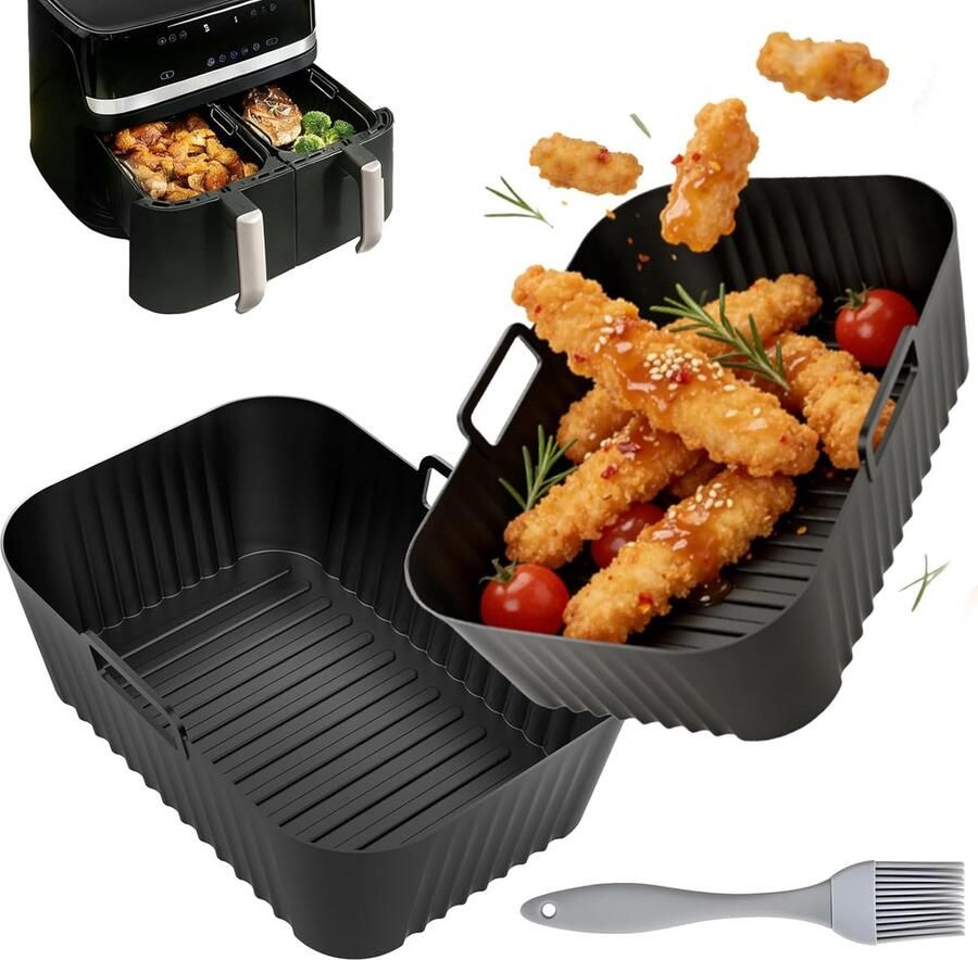 SnelShoppen Silicone Mould Hot Air Fryer 2 Pack Herbruikbare Silicone Inzet voor 4.5L Airfryer Vervang Baking Paper Ideaal voor Keuken Accesso