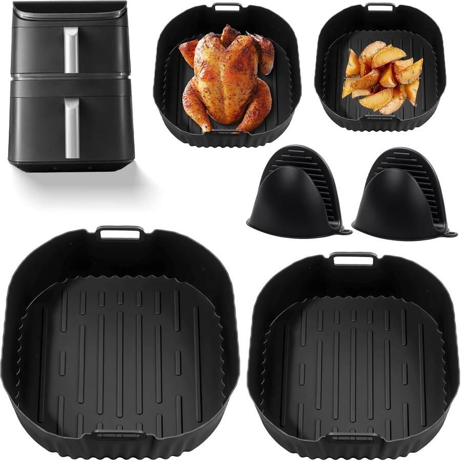 SnelShoppen Silicone Vorm Silicone Handschoenen: 4-Pack Airfryer Accessoires DualBlaze Bakvorm Siliconen Inzetten voor Cosori Turbo Tower Pro Slimm