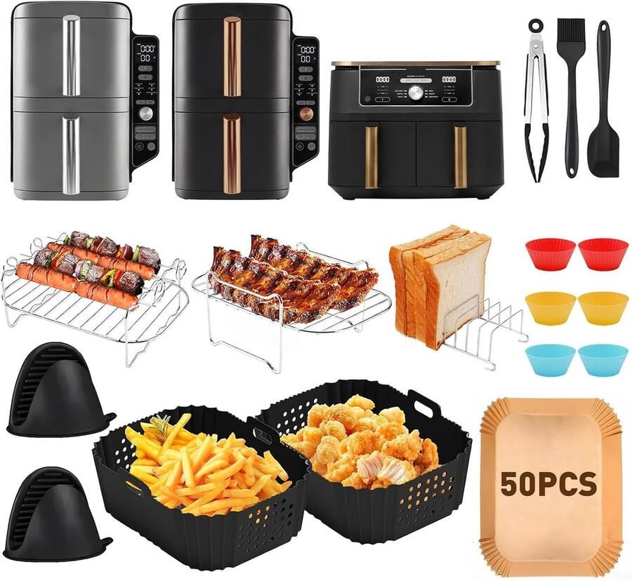 SnelShoppen Silicone Vormpjes voor Airfryer Accessoires D Set van 2 Flexibel en Herbruikbaar Ideaal voor Gezond Koken en Bakken Keuken Musth