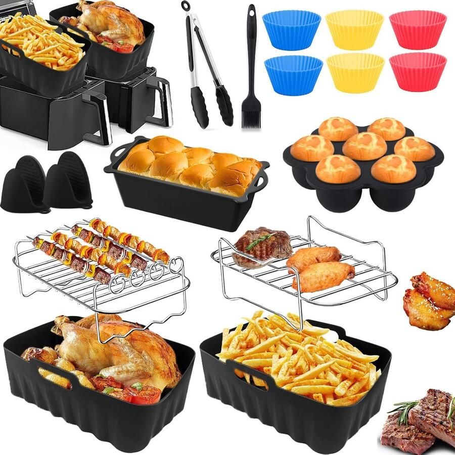 SnelShoppen Siliconen Accessoires Luchtfriteuse Vorm voor Dual Zone Airfryer 7 6L 9 5L Perfect voor Ninja Foodi Hittebestendig Keuken Essential