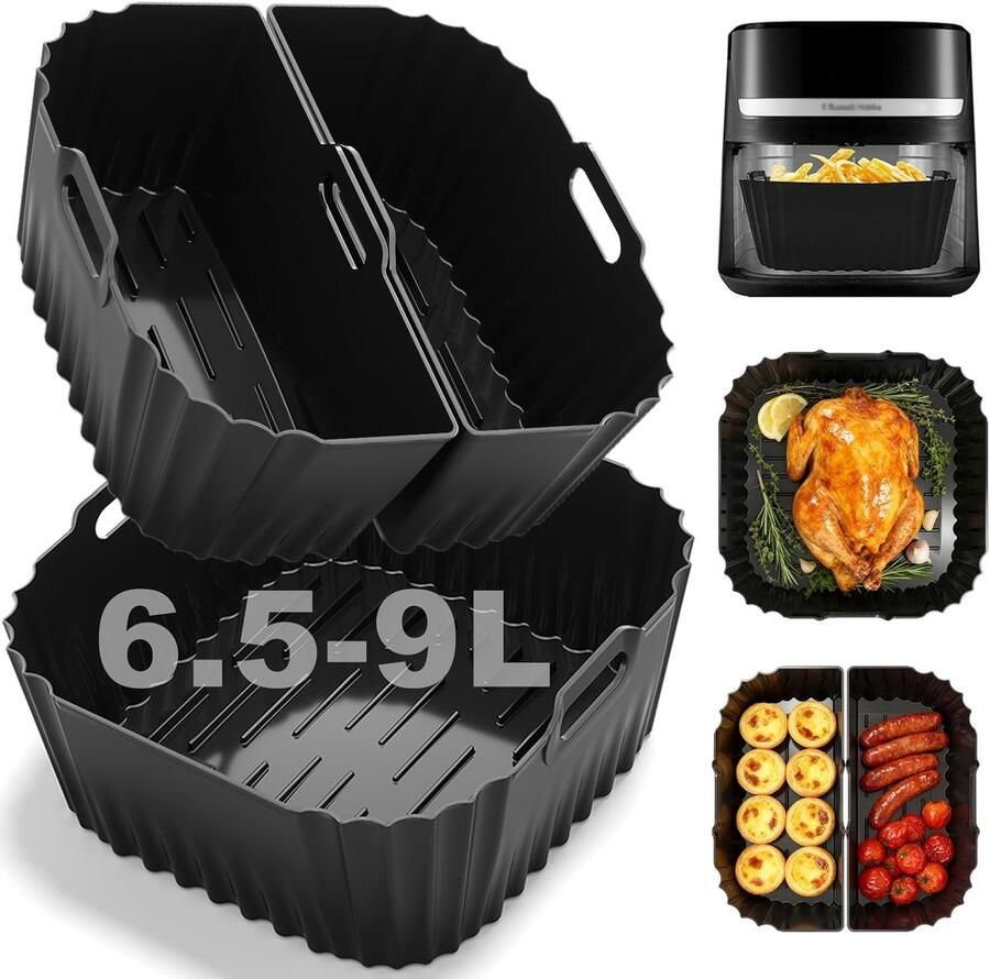 SnelShoppen Siliconen Bakvorm voor Ninja Air Fryer Accessoires Ovenschalen voor Ninja Foodi Max Dual Zone Air Fryer 7.6 9.5L Perfect voor Gezo