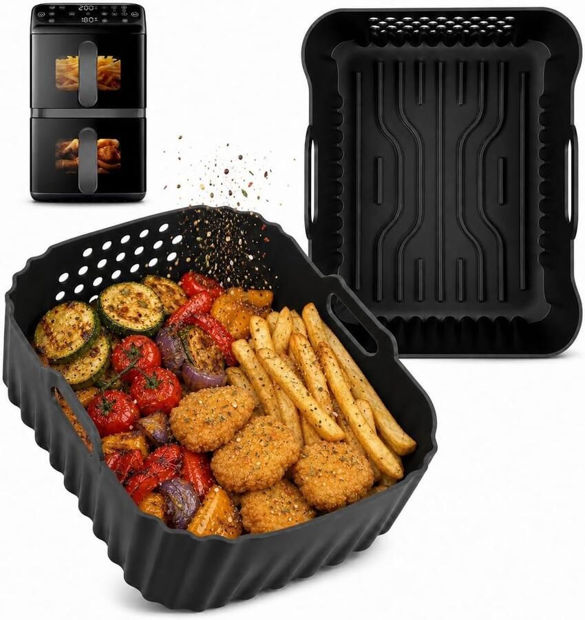 SnelShoppen Siliconen luchtfriteuse accessoires voor Philips Airfryer Serie 4000 dubbele mand 10L 2 stuks perfect voor COSORI Emphsism en Ninja