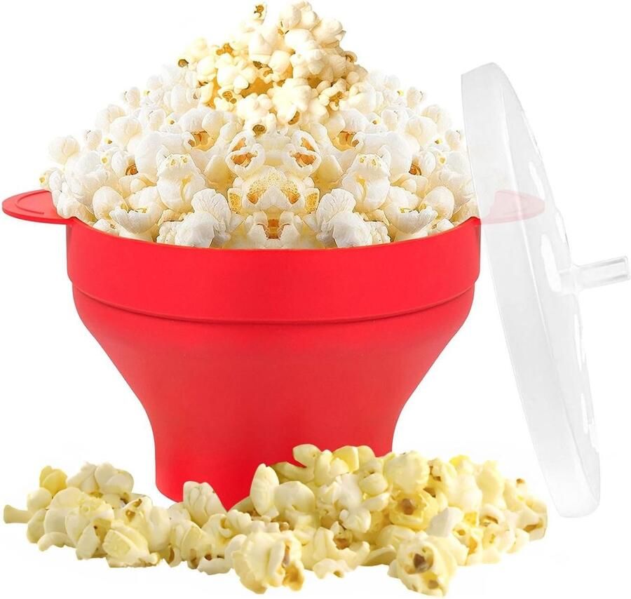 SnelShoppen Siliconen Popcornkom Opvouwbare Magnetron Popcornmaker met Handvat Vaatwasmachinebestendig Perfect voor Familiebijeenkomsten en Fees