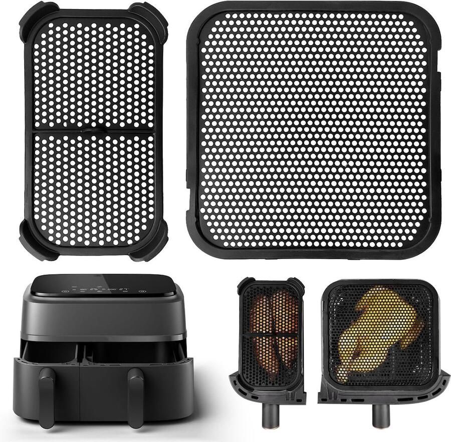 SnelShoppen Siliconen Spatbescherming voor Airfryer Accessoires 2 Stuks Geschikt voor 3000 5000 Series Zwart Voor Vetspatten en Bescherming