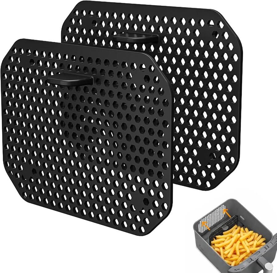 SnelShoppen Siliconen spatbescherming voor heteluchtfriteuse herbruikbare airfryer accessoires dubbele stack effectieve vetspatbescherming verwa