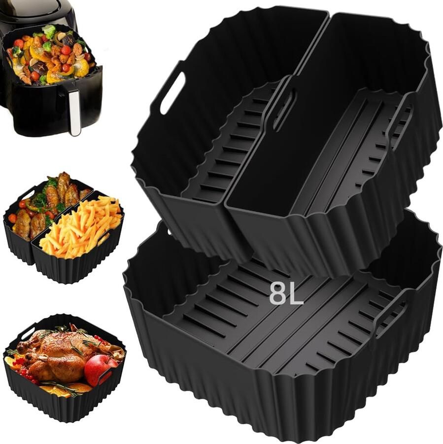 SnelShoppen Siliconen vorm heteluchtfriteuse voor Airfryer XXL 8 l Perfect voor bakken grillen en braden Duurzaam silicone hittebestendig een