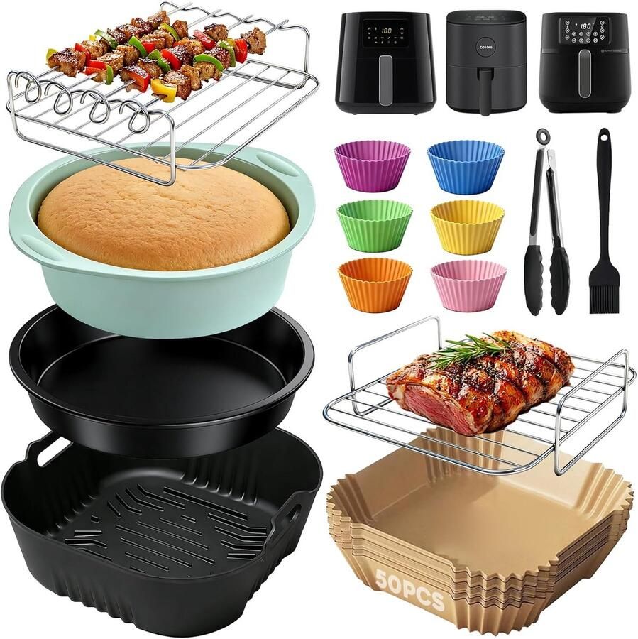 SnelShoppen Siliconen vormset voor Heteluchtfriteuse 14-delige Accessoires voor Airfryer XL 6 2L XXL 7 2L en Cosori 4 7L BPA-vrij Herbruikbaar