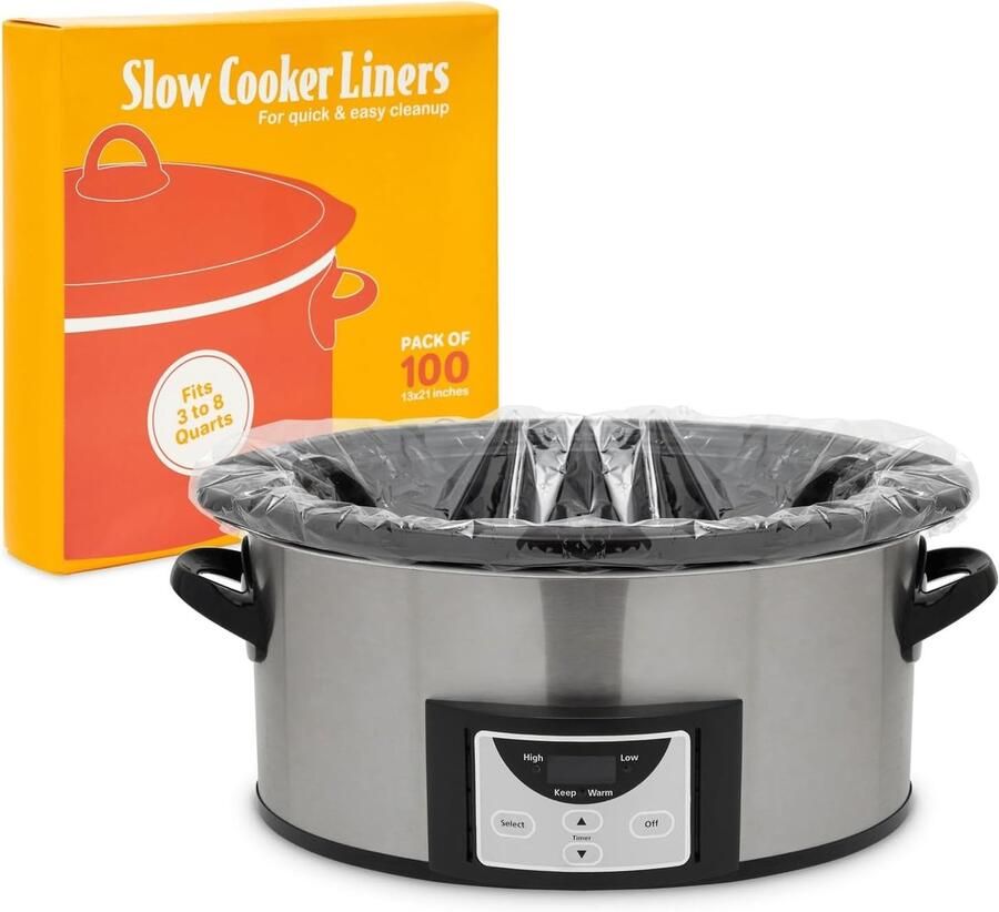 SnelShoppen Slow Cooker Liners Doorzichtige Kookzakken 13x21 inch 100 Stuks voor Slowcookers 3-8 Liter Ideaal voor Vlees Soepen Stoofschotel